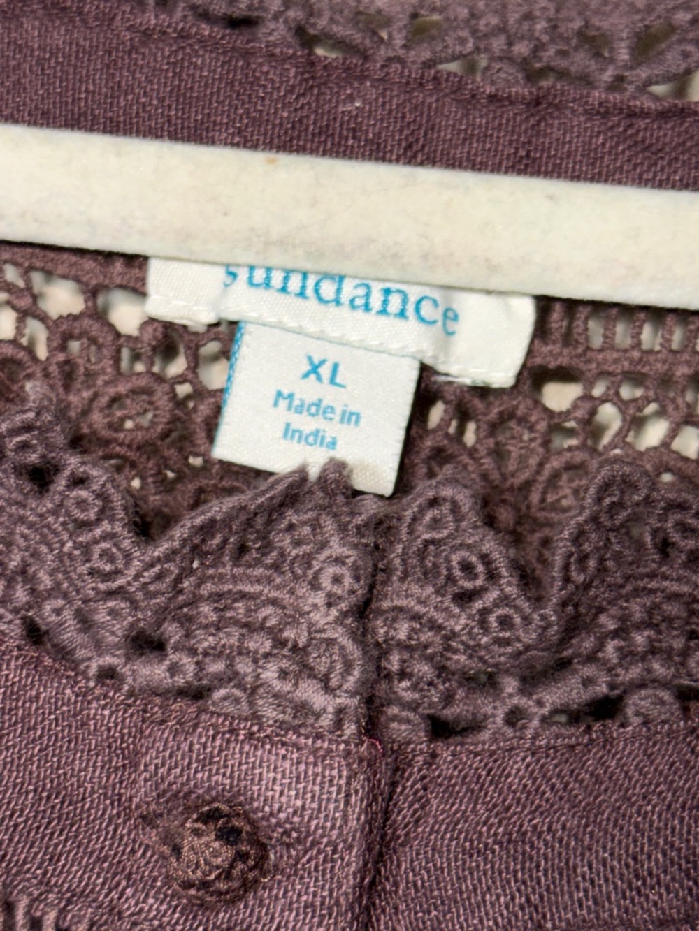 Sundance embroidered floral lace detail square neck blouse linen cotton blend XL - Picture 5 of 8